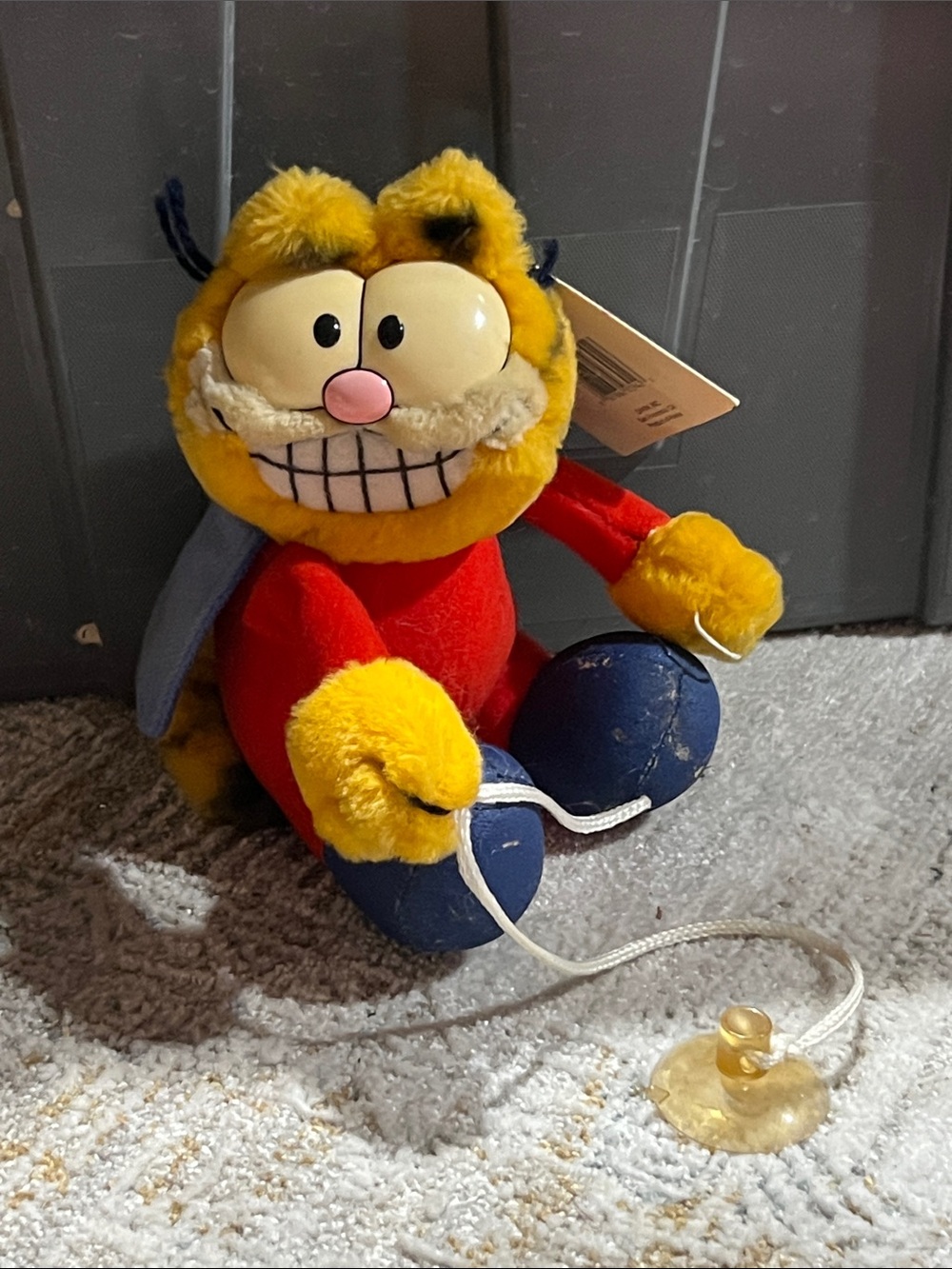 Garfield super cat cape stuck on you 80s stuffed plush